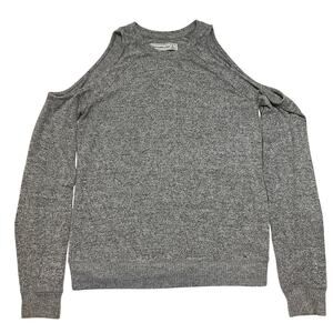 Abercrombie & Fitch Women Sweater S Gray Cold Shoulder Long Sleeve Crew Neck